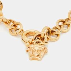 مملوكة مسبقًا Versace Gold Tone Crystal Medusa Bracelet