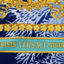 Versace Blue Mermaid Printed Silk Square Scarf