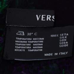 Pre Owned Versace Black & Purple Floral Print Silk Stole