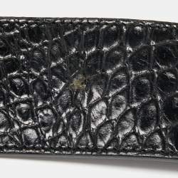 Versace Black Croc Embossed Leather Medusa Wait Buckle Belt 80CM