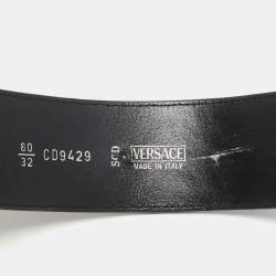 Versace Black Croc Embossed Leather Medusa Wait Buckle Belt 80CM