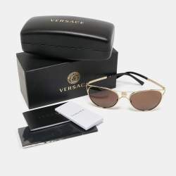 Pre Owned Versace Gold/Black Mod.2237 Aviator Gradient Sunglasses