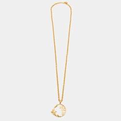 مملوكة مسبقًا Versace Collection Medusa Gold Tone Long Necklace