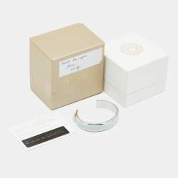 Pre Owned Versace Silver Tone Logo Enamel Medusa Open Cuff Bracelet