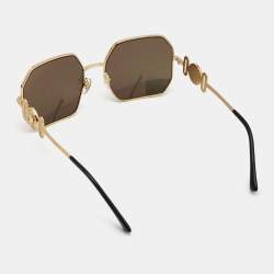 Pre Owned Versace Gold MOD 2248 Icon Medusa Mirrored Sunglasses