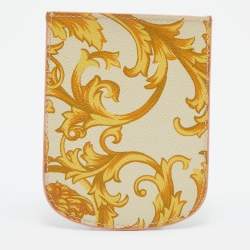 Pre Owned Versace Yellow Medusa Print Leather Phone Cover