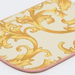 Pre Owned Versace Yellow Medusa Print Leather Phone Cover