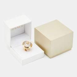 Versace Two Tone Vanitas Medusa Ring Size EU 52