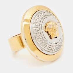 Versace Two Tone Vanitas Medusa Ring Size EU 52