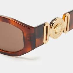 Versace Brown Medusa Rectangular Sunglasses