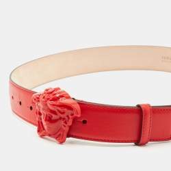Versace Red Leather Medussa Head Belt 90CM