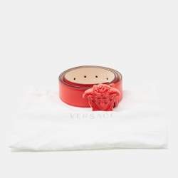 Versace Red Leather Medussa Head Belt 90CM