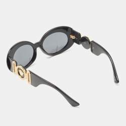 Versace Black Medusa Crystals Embellished Oval Sunglasses