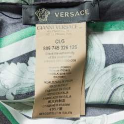 Pre Owned Versace Black & Green Medusa Head Printed Silk Square Scarf