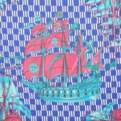 Pre Owned Versace Multicolor Ship Printed Silk Square Scarf 