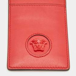 Pre Owned Versace Red Leather Lanyard Card Holder 