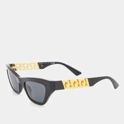 Versace Black/Grey 4419 Logo Metal Temple Detail Square Sunglasses