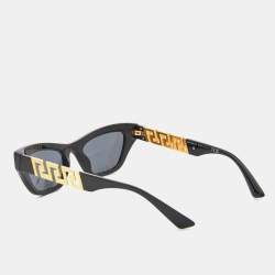 Versace Black/Grey 4419 Logo Metal Temple Detail Square Sunglasses