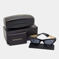 Versace Black/Grey 4419 Logo Metal Temple Detail Square Sunglasses