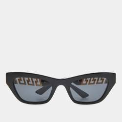 Versace Black/Grey 4419 Logo Metal Temple Detail Square Sunglasses