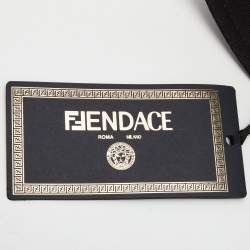 Pre Owned Versace x Fendi Black Logo Patch Detail Cotton Bucket Hat