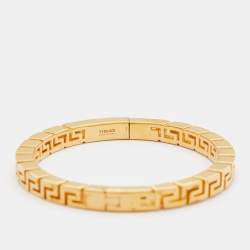Pre Owned Versace Greca Gold Tone Bracelet M