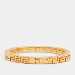 Pre Owned Versace Greca Gold Tone Bracelet M