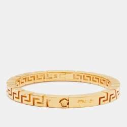 Pre Owned Versace Greca Gold Tone Bracelet M