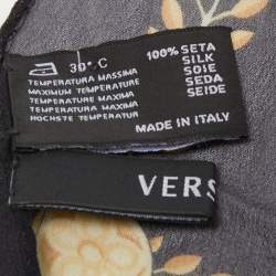 Pre Owned Versace Black Baroque Print Silk Scarf