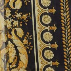 Pre Owned Versace Black Baroque Print Silk Scarf