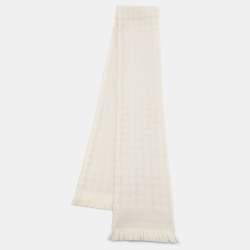 Pre Owned Versace Cream Wool Jacquard Stole