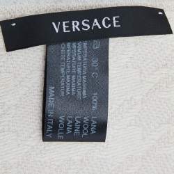 Pre Owned Versace Cream Wool Jacquard Stole