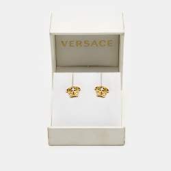 Pre Owned Versace Medusa Gold Tone Earrings