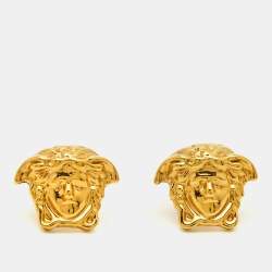 Pre Owned Versace Medusa Gold Tone Earrings