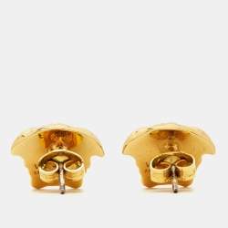 Pre Owned Versace Medusa Gold Tone Earrings