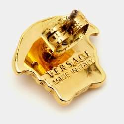 Pre Owned Versace Medusa Gold Tone Earrings