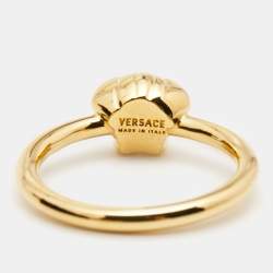 Pre Owned Versace  Medusa Gold Tone  Ring Size 63