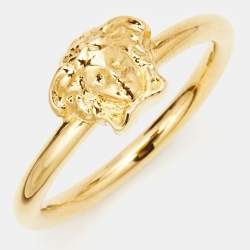 Pre Owned Versace  Medusa Gold Tone  Ring Size 63