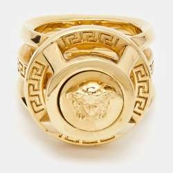 Versace Medusa Gold Tone Ring Size 53