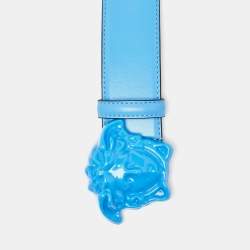 Versace Blue Leather Medusa Buckle Belt 95 CM