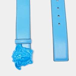 Versace Logo Medusa Buckle Belt in Blue for Men