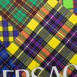 Pre Owned Versace Multicolor Plaided Silk Square Scarf