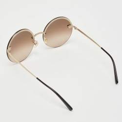 Pre Owned Versace Brown/Gold Gradient 2176 Medusa Rimless Round Sunglasses