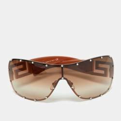 Versace Bronze Tone/Brown Gradient 2084-B Crystal Studded Shield Sunglasses