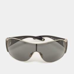 Pre Owned Versace Black/Silver MOD2080 Shield Sunglasses