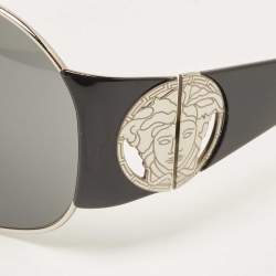 Pre Owned Versace Black/Silver MOD2080 Shield Sunglasses