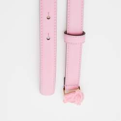 Pre Owned Versace Pink Leather Medusa Icon Slim Belt 95CM