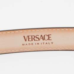 Pre Owned Versace Pink Leather Medusa Icon Slim Belt 95CM