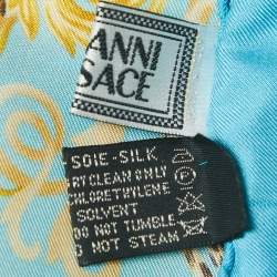 Gianni Versace Blue Baroque Leopard Printed Silk Square Scarf