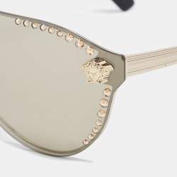 Versace Gold/Black Mirrored MOD 2161-B Medussa Crystals Sunglasses